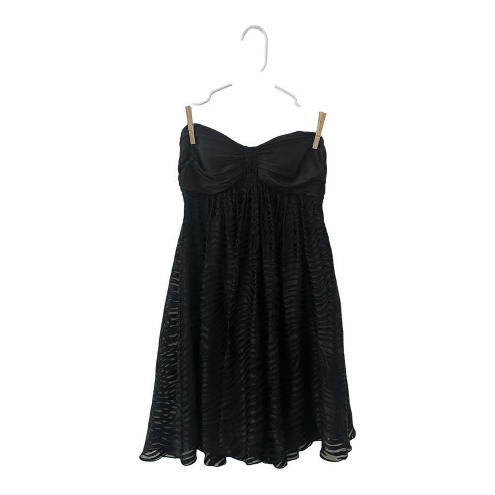 Express Vintage Y2K Black Ruched Babydoll Animal Print Textured Strapless Dress